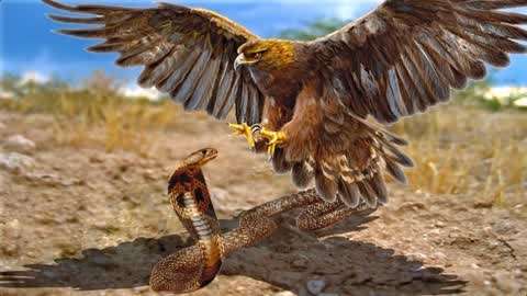动物世界:眼镜蛇大战老鹰,与世界上最毒最致命的毒蛇相斗!