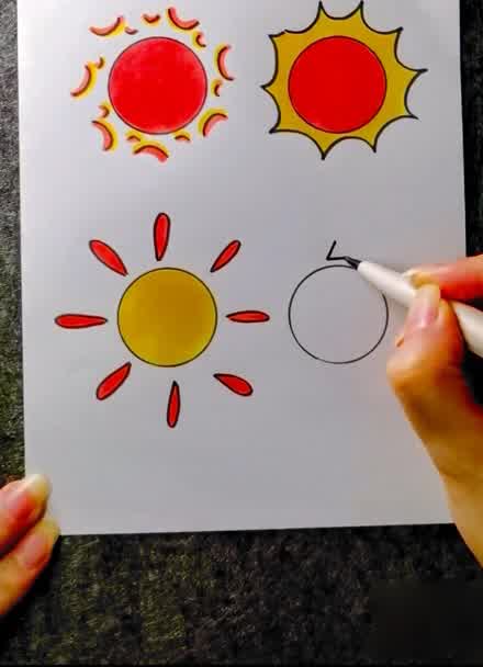 夏天的太阳画画图片
