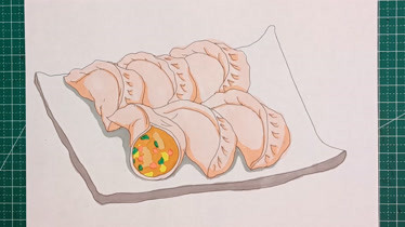 冬至都吃饺子没有一盘饺子简笔画创意儿童画来画画亲子手绘