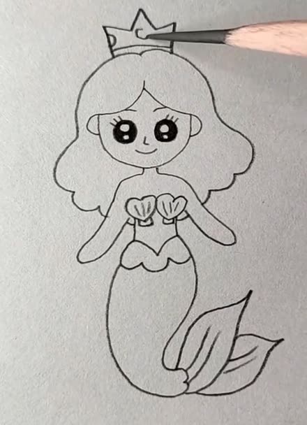 学画美人鱼女王绘画图片