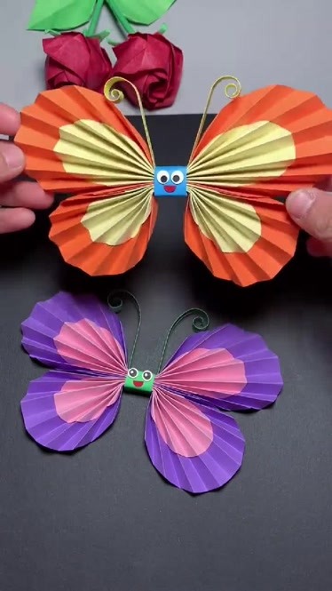 创意手工用四个圆做美丽的小蝴蝶,很简单,快来试试吧