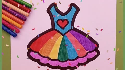 教孩子画裙子并涂色