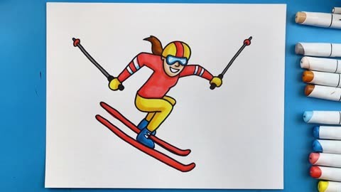 滑雪的图画人物图片