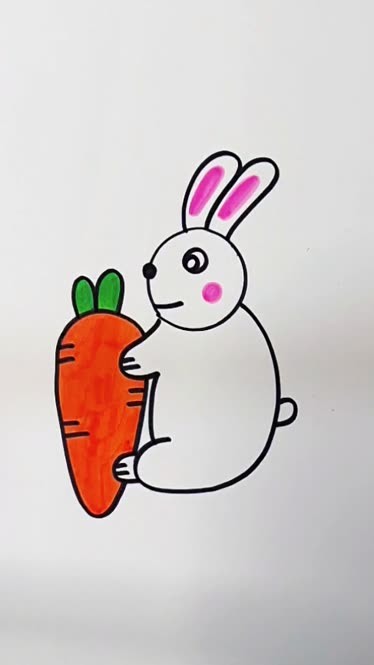 小兔子简笔画简单彩色图片