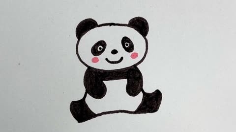 熊猫时钟简笔画图片